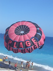 Image showing Paragliding at Nice beach