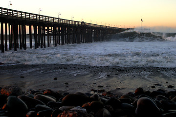 Image showing Ocean Wave Storm Pier