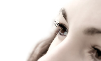 Image showing Gyrls Eye - perspective focus. Macro; Focus on pupil. Isolated o