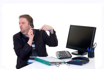 Image showing Businessman on desk 