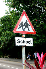 Image showing School childeren crossing