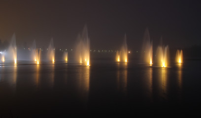 Image showing Fountains in the night