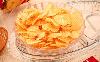 Image showing Potato chips in bowl 