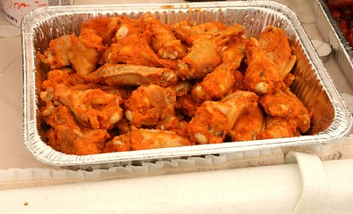 Image showing Hot spicy chicken wings in pan