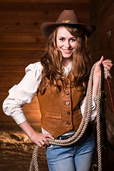 Image showing Beautiful caucasian cowgirl