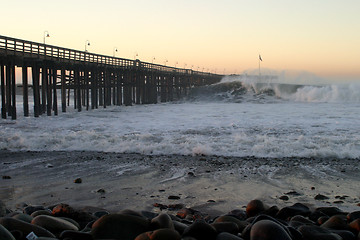 Image showing Ocean Wave Storm Pier