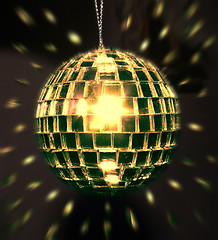 Image showing gold disco ball with reflection lights