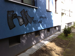 Image showing Graffiti on the wall of the building