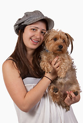 Image showing Girl with a Dog