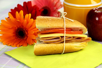 Image showing Ham Tomato And Cheese Roll