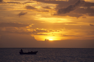 Image showing Sunset on the ocean -Bayahibe - Dominican republic