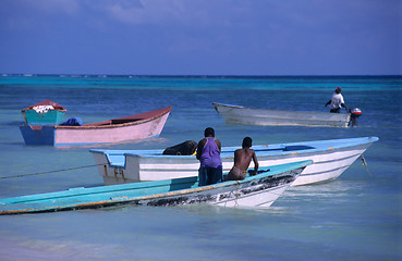 Image showing Colored Boats -Saona island - Dominican republic