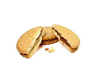 Image showing  Broken biscuit and some crumbs