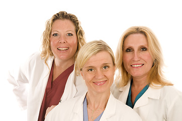 Image showing three doctors or nurses in medical lab coats