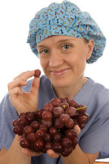 Image showing nurse or doctor medical female with healthy vegetables