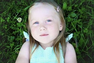 Image showing Portrait of thoughtful little girl.