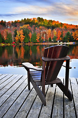 Image showing Wooden dock on autumn lake