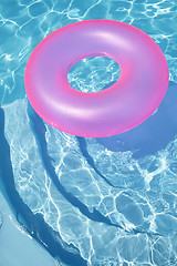 Image showing Pink Ring Floating in a Blue Pool