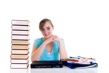 Image showing Teenager girl on desk