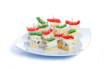 Image showing Cheese snacks with three kinds of cheese