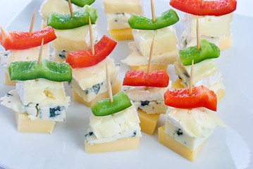 Image showing Cheese snacks with three kinds of cheese