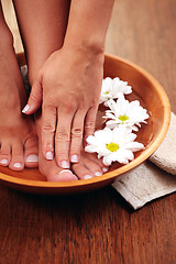 Image showing relaxing bath with flowers