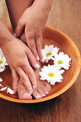 Image showing relaxing bath with flowers