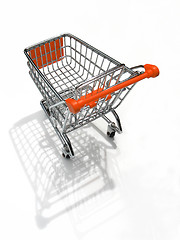 Image showing Shopping trolley with relection and shadows (which can be easily be removed if need be)