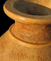 Image showing Pottery neck closeup at sunset