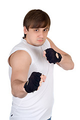 Image showing Portrait of the fighter. Isolated on white background