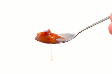 Image showing Apple jam at spoon 