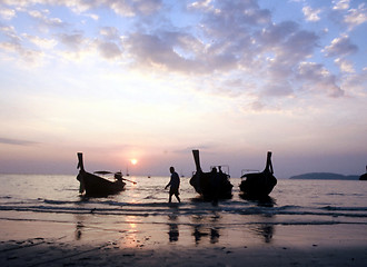 Image showing longtail boats