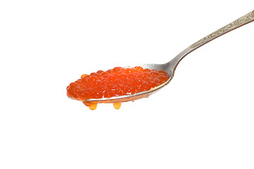 Image showing Red caviar at spoon