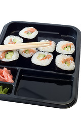 Image showing Rolls of sushi lunch