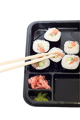 Image showing Rolls of sushi on a plate