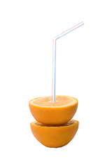 Image showing Juicy oranges with cocktail