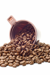 Image showing Cup with coffee beans 