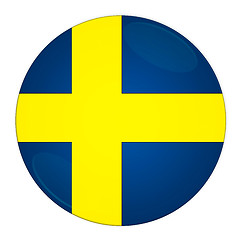 Image showing Sweden button with flag