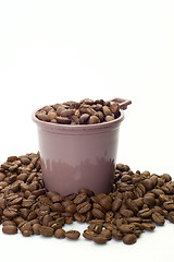 Image showing Cup with coffee beans 