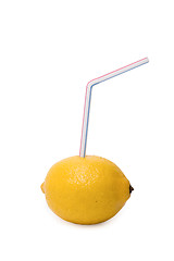 Image showing A Lemon fruit with pipe