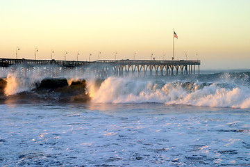 Image showing Ocean Wave Storm Pier