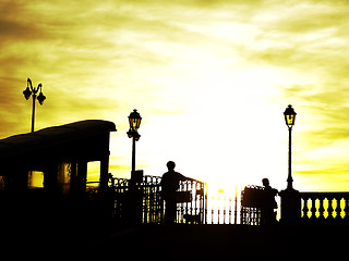 Image showing Cable car at sunset