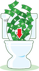 Image showing Money down the Toilet