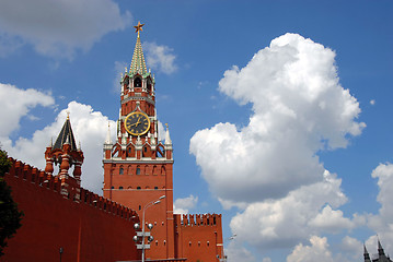 Image showing The Kremlin Spasskaya tower on Red Square in Moscow