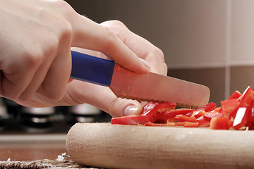 Image showing Chopping vegetables