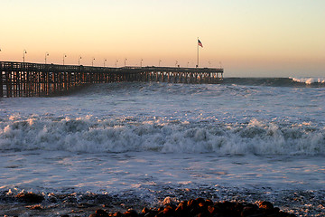 Image showing Ocean Wave Storm Pier