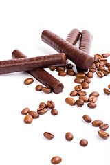 Image showing chocolate bars and coffee beans