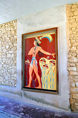 Image showing Ancient ruins and frescos at the Knossos Palace in Crete