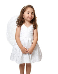 Image showing Little white angel looking sideways
