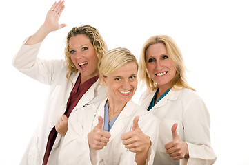 Image showing three nurses medical females with serious expression